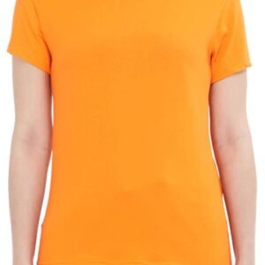 Bright Orange Casual Fitted Short Sleeves
